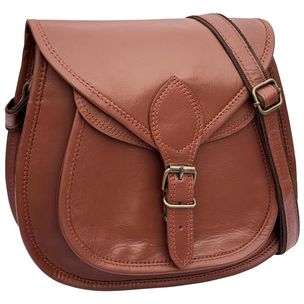 5851 11 inch Small Brown Leather Crossbody Satchel Bag Vintage Purses